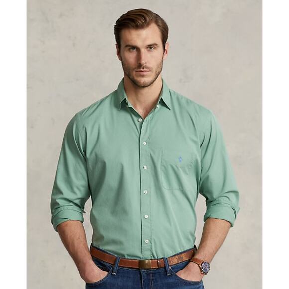 Ralph Lauren Men's Featherweight Twill Shirt Button Down Faded Mint Size 2X - Picture 1 of 7